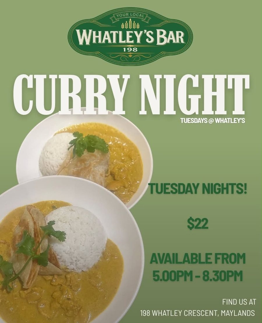 Curry Night every Tuesday — $22, 5–8.30pm